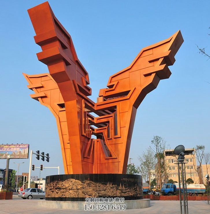 城市精神堡垒雕塑，抽象建筑元素，广场景观雕塑小品