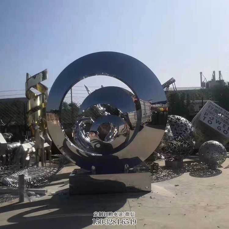 步行街圆环雕塑,锻造景观雕塑,镂空方式 步行街圆环雕塑,锻造景观雕塑,镂空方式