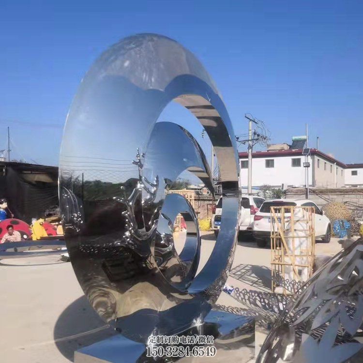 校园圆环雕塑,拉丝景观雕塑,抽象主题 校园圆环雕塑,拉丝景观雕塑,抽象主题