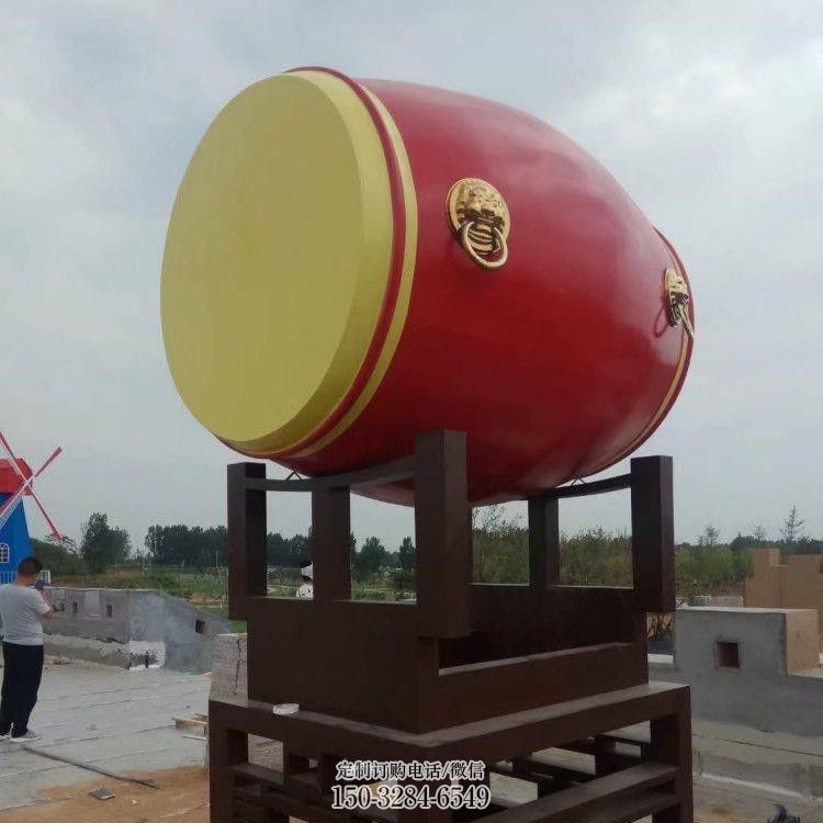 大鼓雕塑，公园地标雕塑，不锈钢烤漆雕塑制作