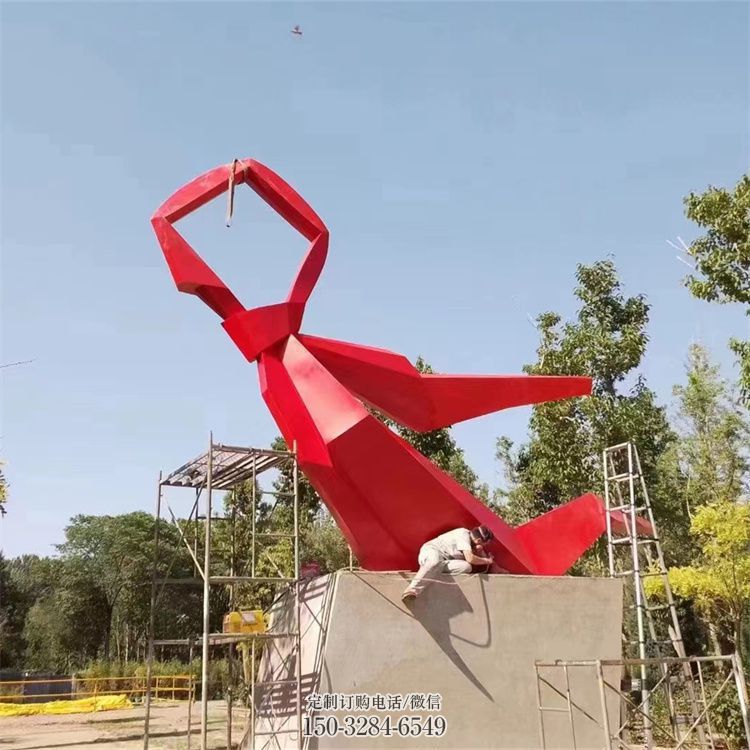 校园标识雕塑，红领巾雕塑，不锈钢烤漆工艺雕塑